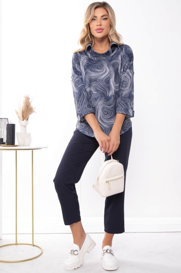Блуза "Казимира" (синяя/абстракция) Б7471