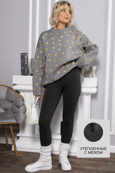 Лосины в рубчик утепленные НЬЮ (графит) Б14975-7М